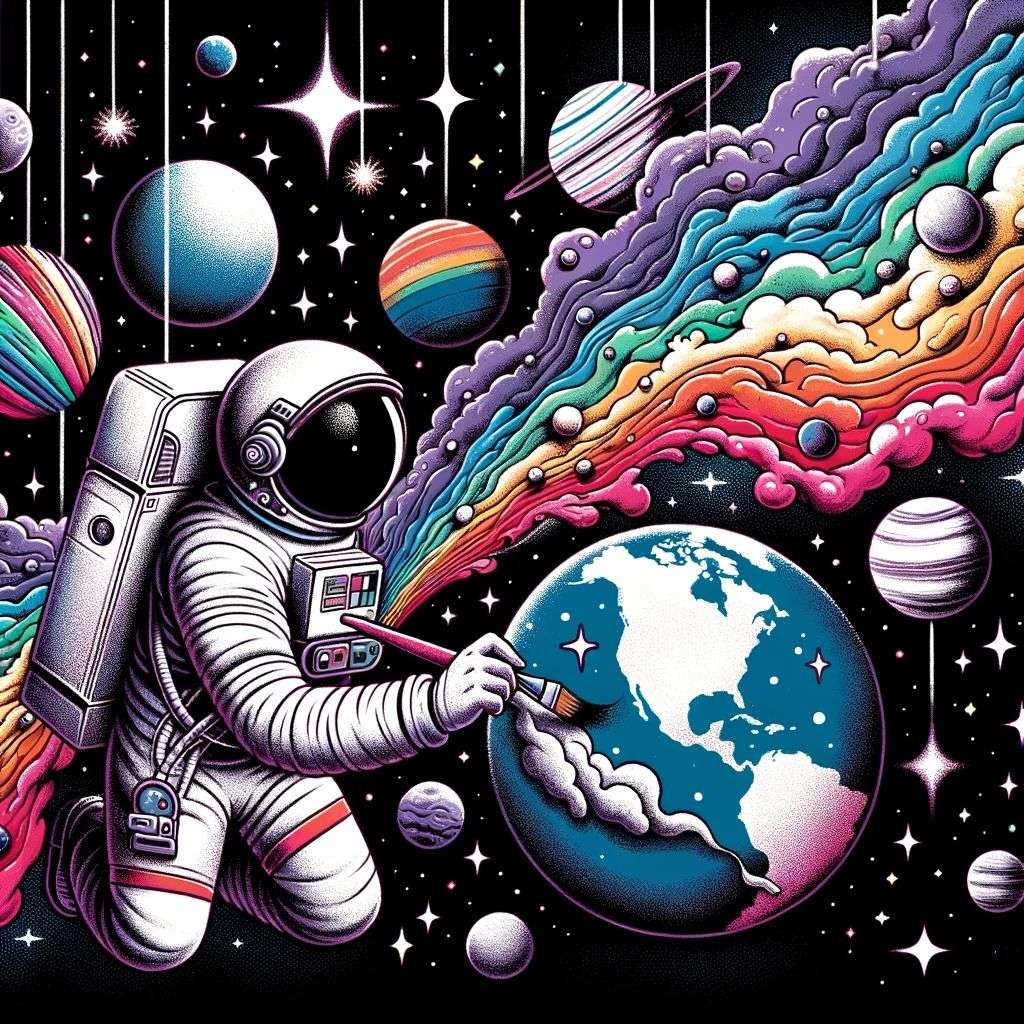 an astronaut, graffiti